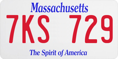 MA license plate 7KS729