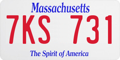 MA license plate 7KS731
