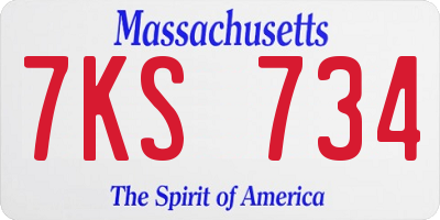 MA license plate 7KS734