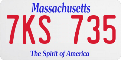 MA license plate 7KS735