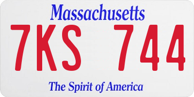 MA license plate 7KS744