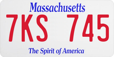 MA license plate 7KS745