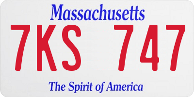MA license plate 7KS747