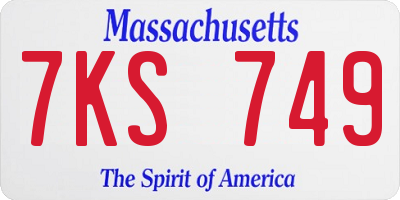 MA license plate 7KS749