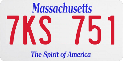 MA license plate 7KS751