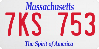 MA license plate 7KS753