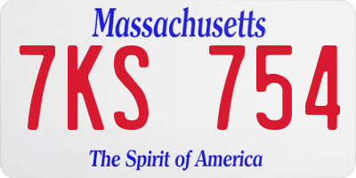 MA license plate 7KS754