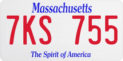 MA license plate 7KS755
