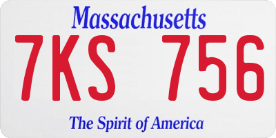 MA license plate 7KS756