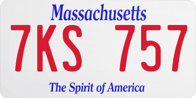 MA license plate 7KS757