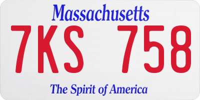 MA license plate 7KS758