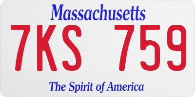 MA license plate 7KS759