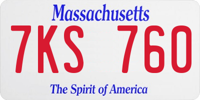 MA license plate 7KS760