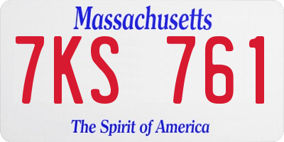 MA license plate 7KS761