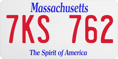 MA license plate 7KS762