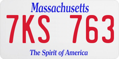 MA license plate 7KS763