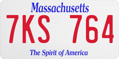 MA license plate 7KS764