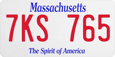 MA license plate 7KS765