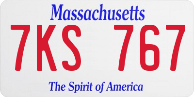 MA license plate 7KS767