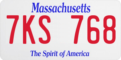 MA license plate 7KS768