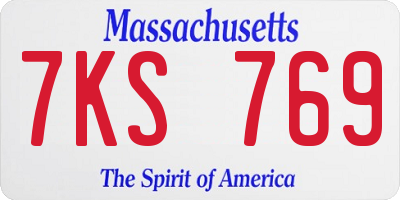 MA license plate 7KS769