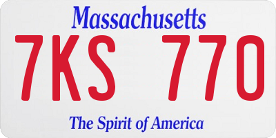 MA license plate 7KS770