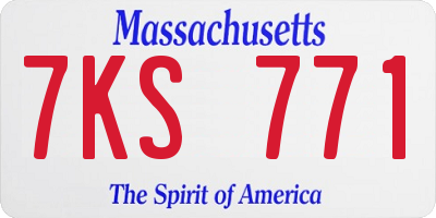 MA license plate 7KS771