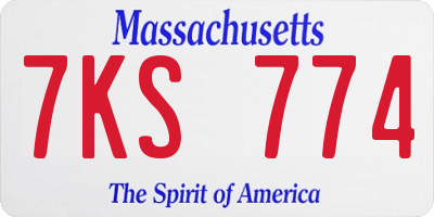 MA license plate 7KS774