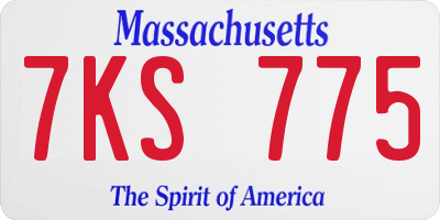 MA license plate 7KS775