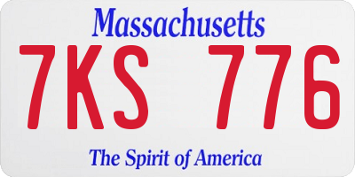 MA license plate 7KS776