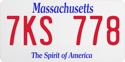 MA license plate 7KS778