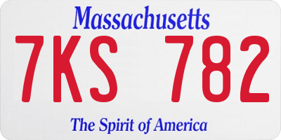 MA license plate 7KS782