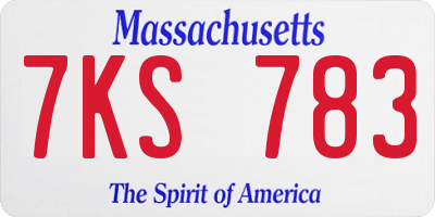 MA license plate 7KS783