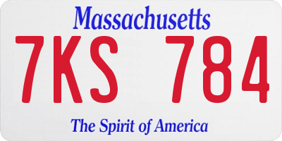 MA license plate 7KS784