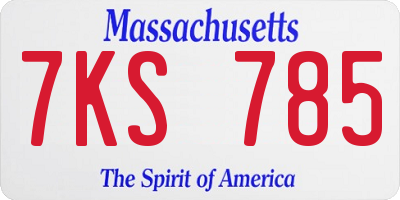 MA license plate 7KS785