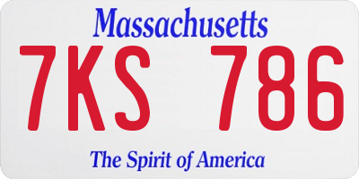 MA license plate 7KS786