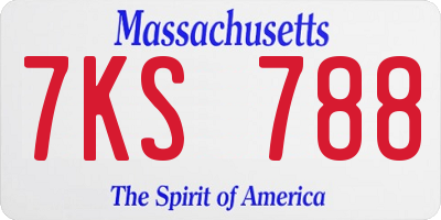 MA license plate 7KS788