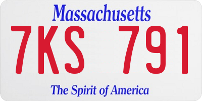 MA license plate 7KS791