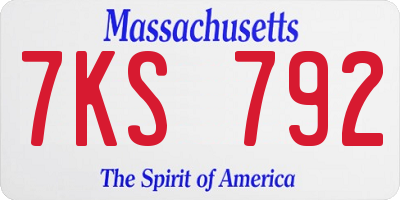 MA license plate 7KS792