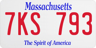 MA license plate 7KS793