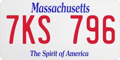 MA license plate 7KS796