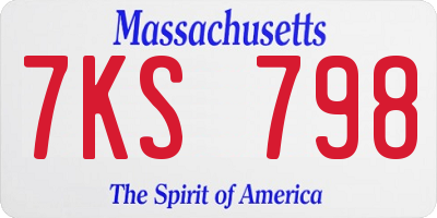 MA license plate 7KS798