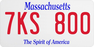 MA license plate 7KS800