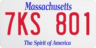MA license plate 7KS801