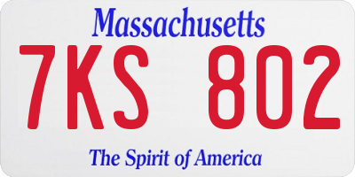 MA license plate 7KS802