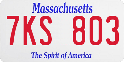 MA license plate 7KS803