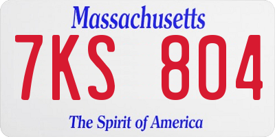 MA license plate 7KS804