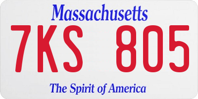 MA license plate 7KS805