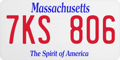 MA license plate 7KS806