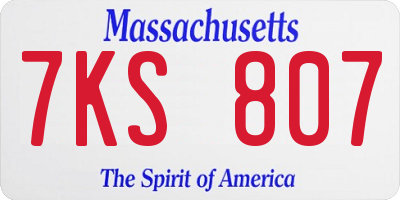 MA license plate 7KS807